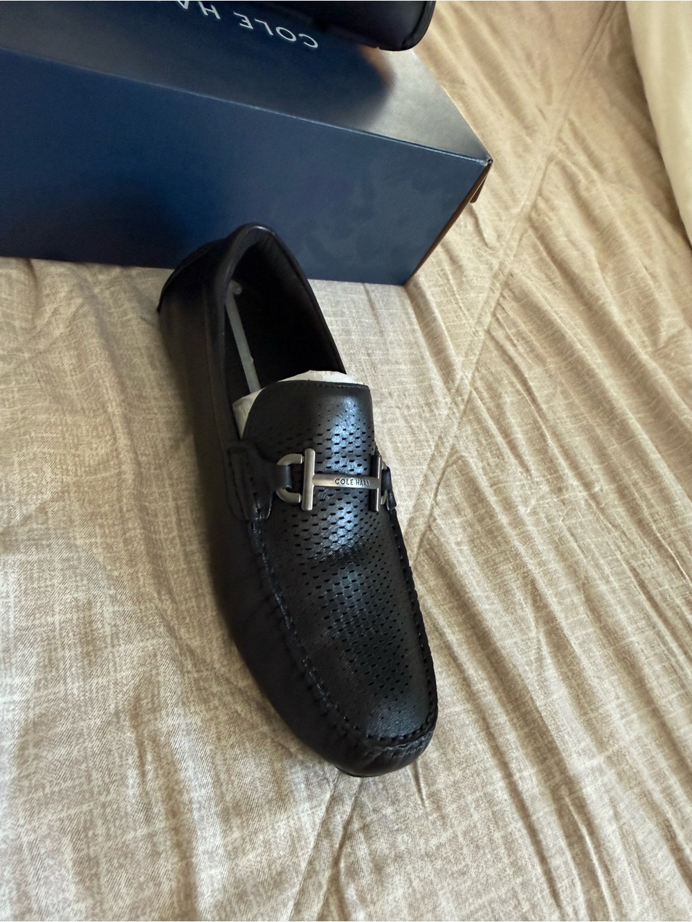 Cole Haan Black Leather Perforated Bit Loafers - Picture 4 of 4